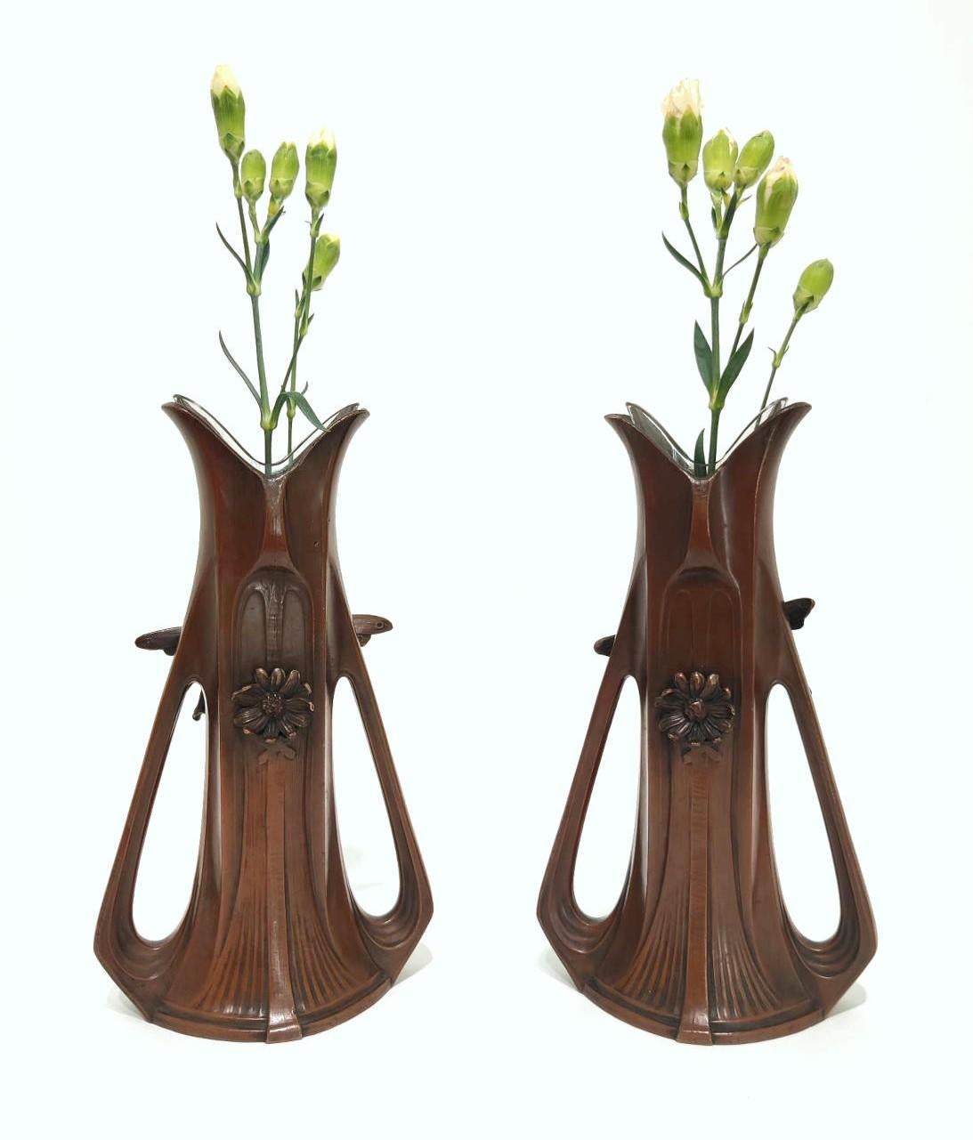 Pair of Art Nouveau Fairy Vases For Sale 4