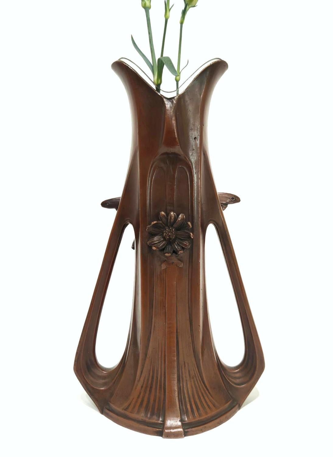Coppia di vasi da fata in stile Art Nouveau con rivestimenti originali in vetro, inglese, c.C. 1900 in vendita 4