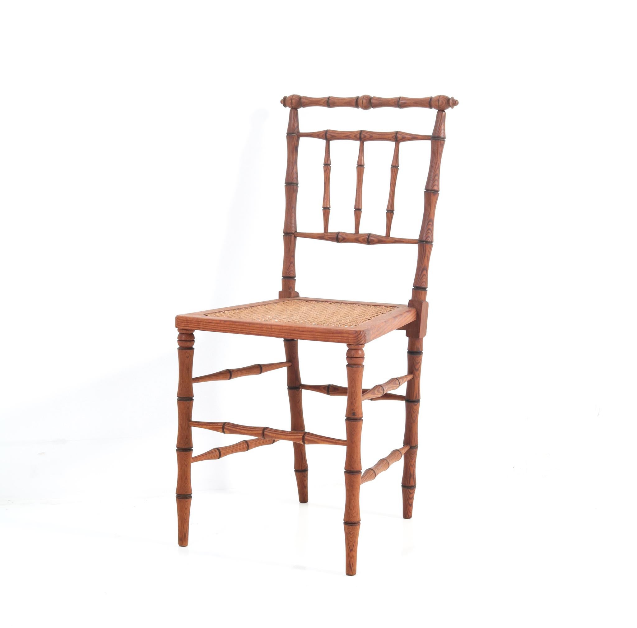 Pair of Art Nouveau Faux Bamboo Side Chairs For Sale 1