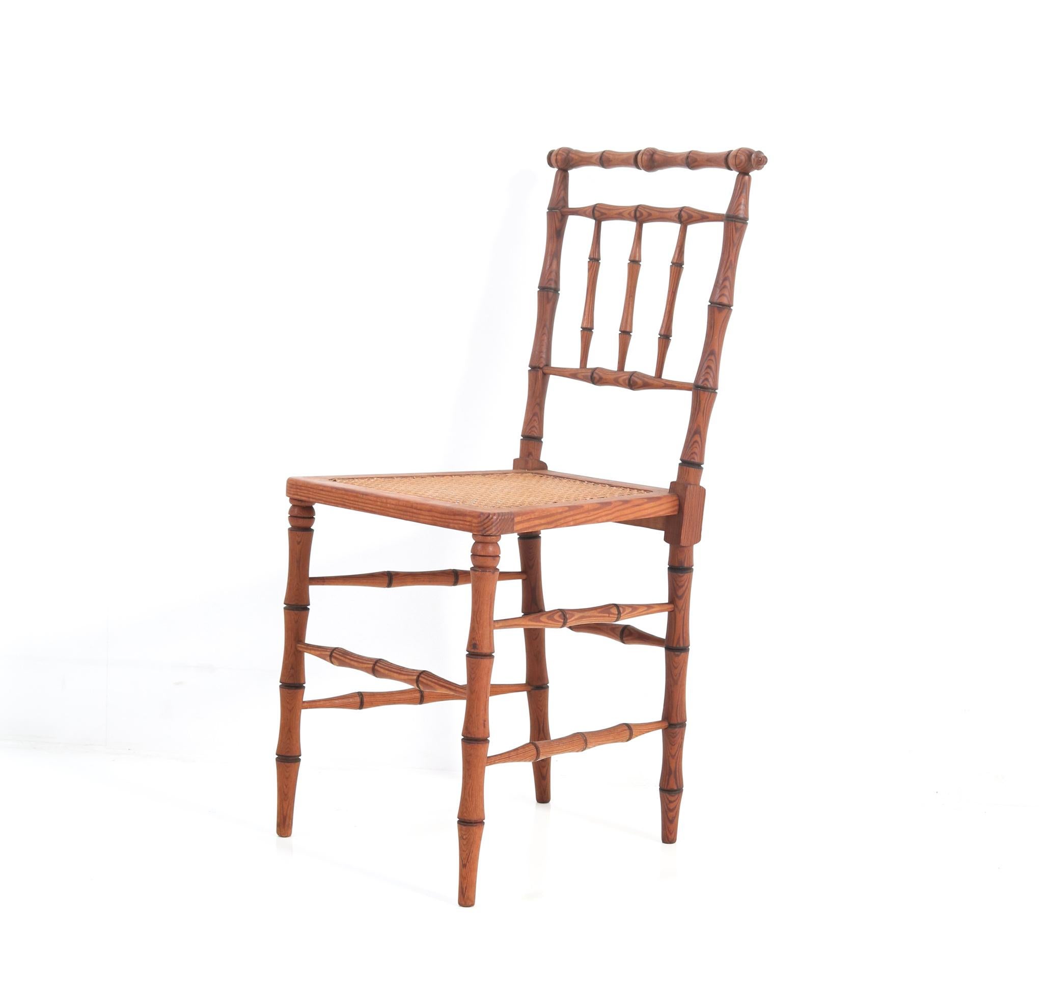 Pair of Art Nouveau Faux Bamboo Side Chairs For Sale 2