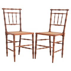 Antique Pair of Art Nouveau Faux Bamboo Side Chairs