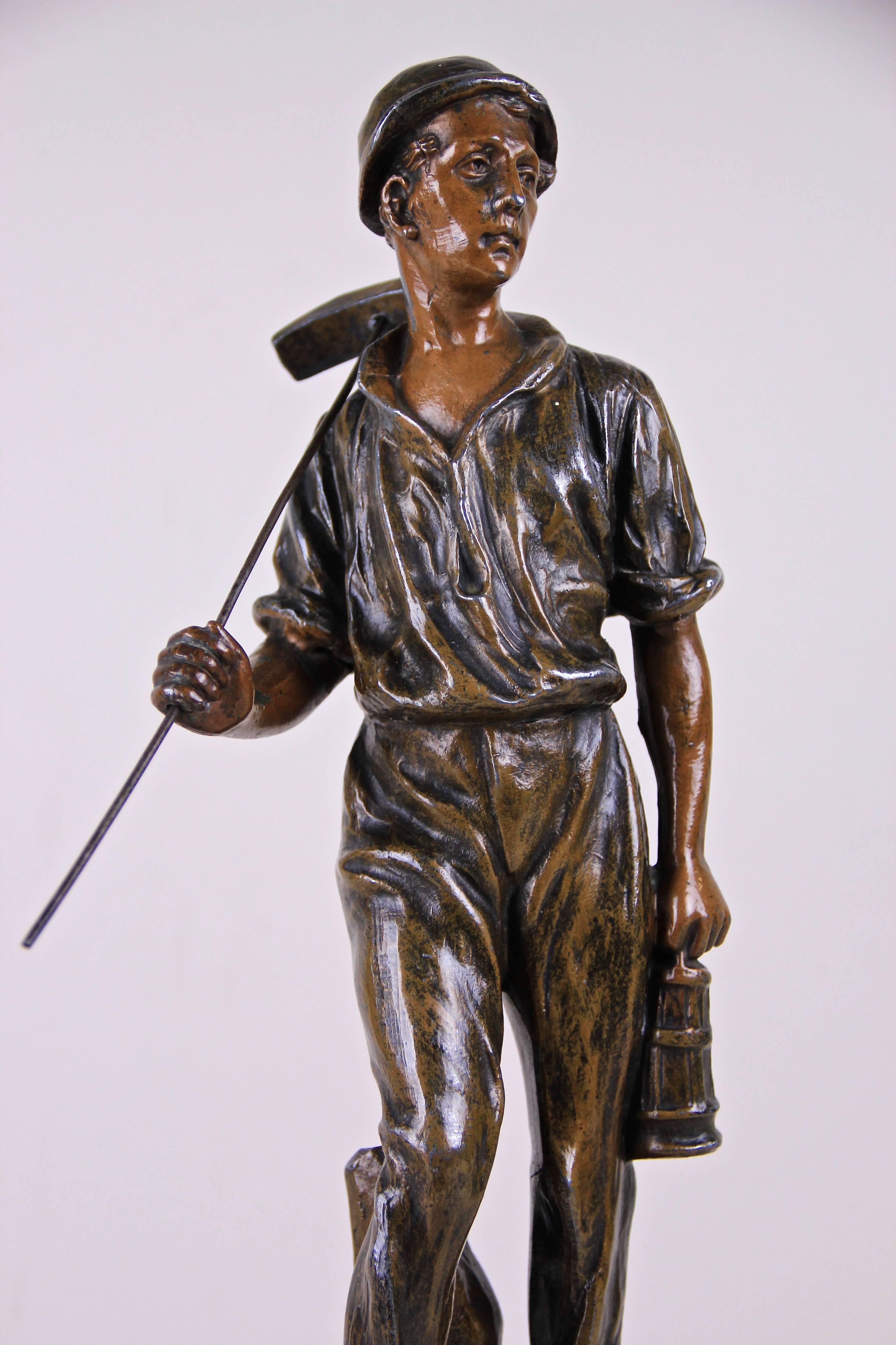 Tin Pair of Art Nouveau Figurines ‘The Miner & the Blacksmith’, France, circa 1900