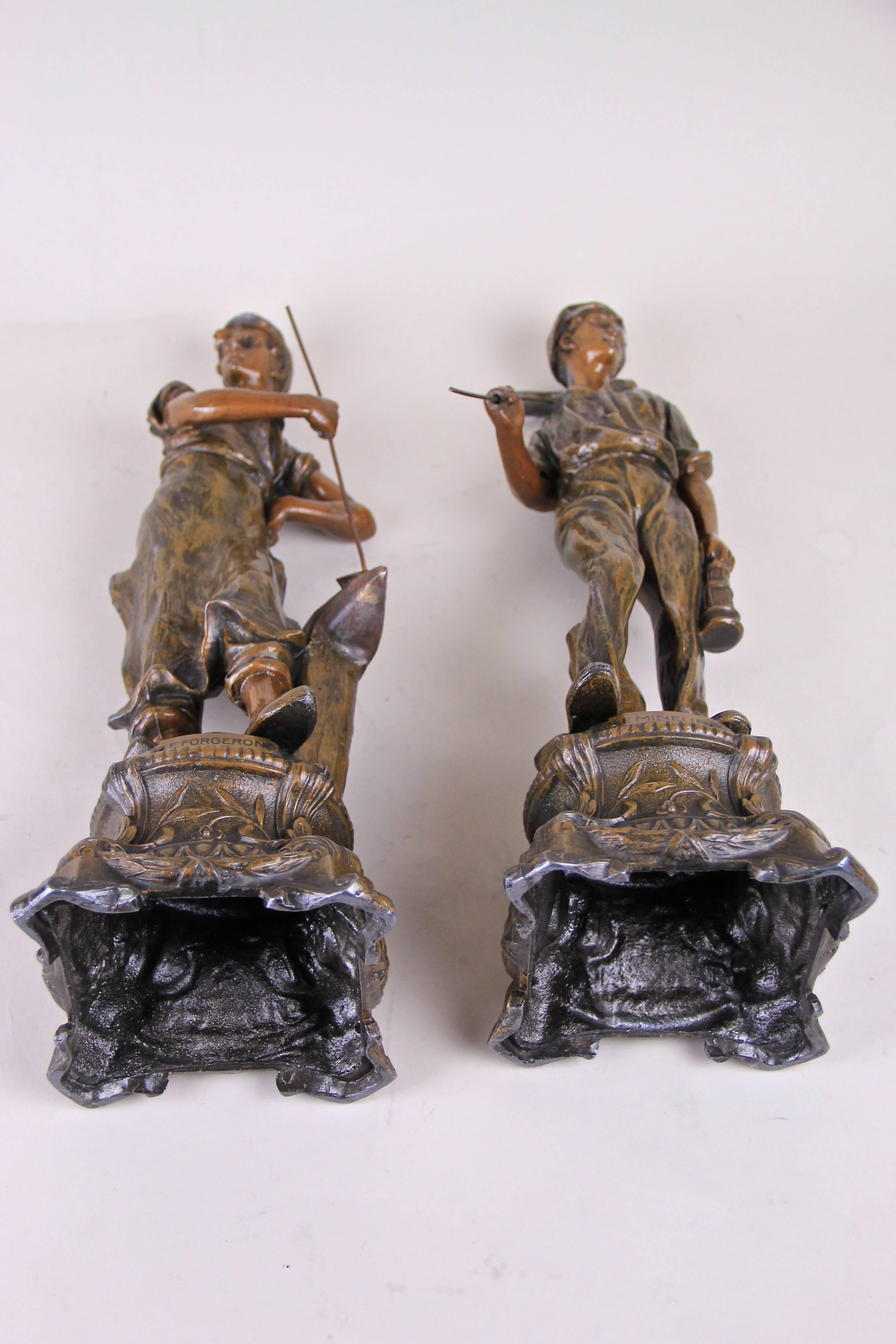 Pair of Art Nouveau Figurines ‘The Miner & the Blacksmith’, France, circa 1900 3