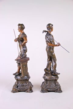Pair of Art Nouveau Figurines ‘The Miner & the Blacksmith’, France, circa 1900