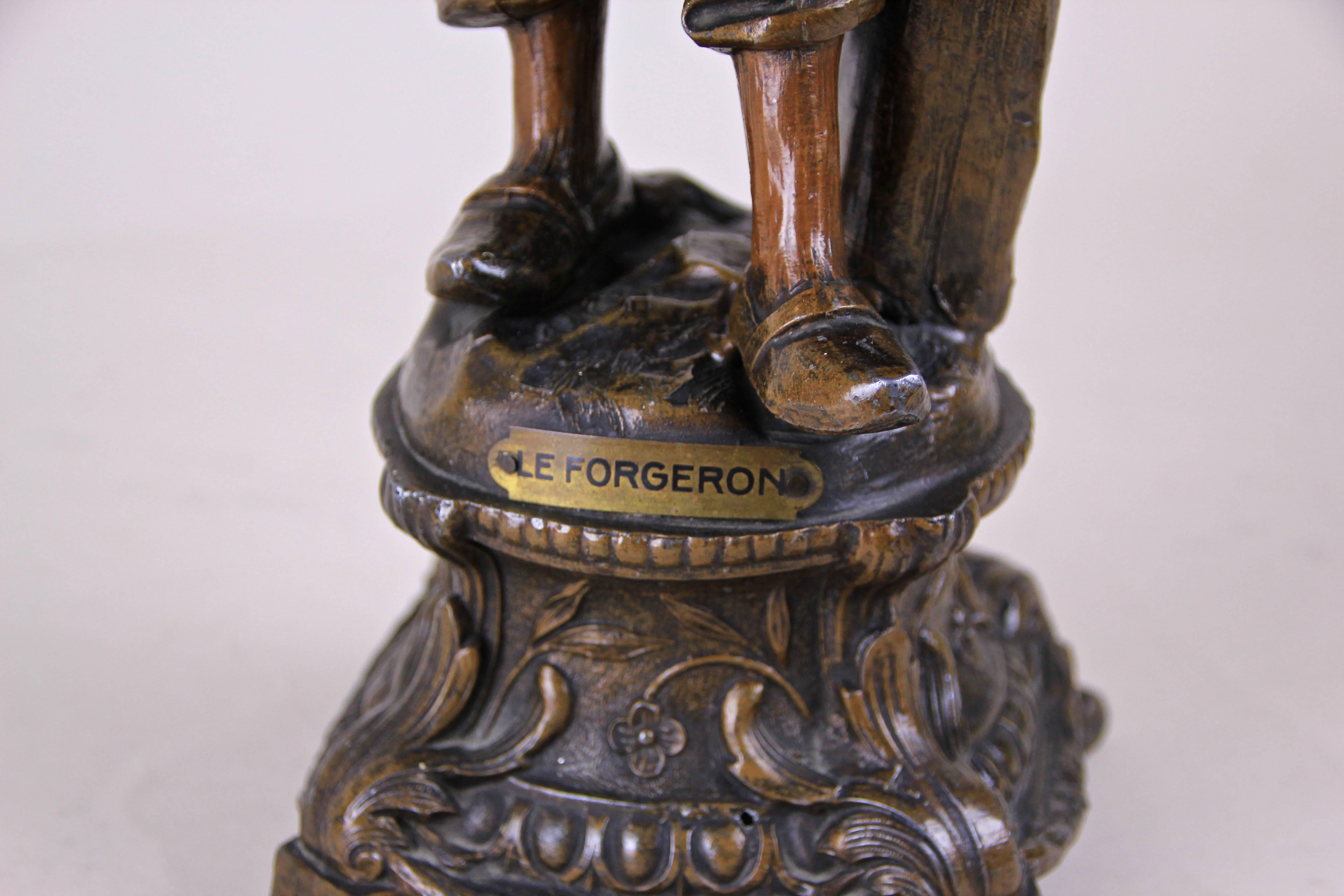 French Pair of Art Nouveau Figurines ‘The Miner & the Blacksmith’, France, circa 1900