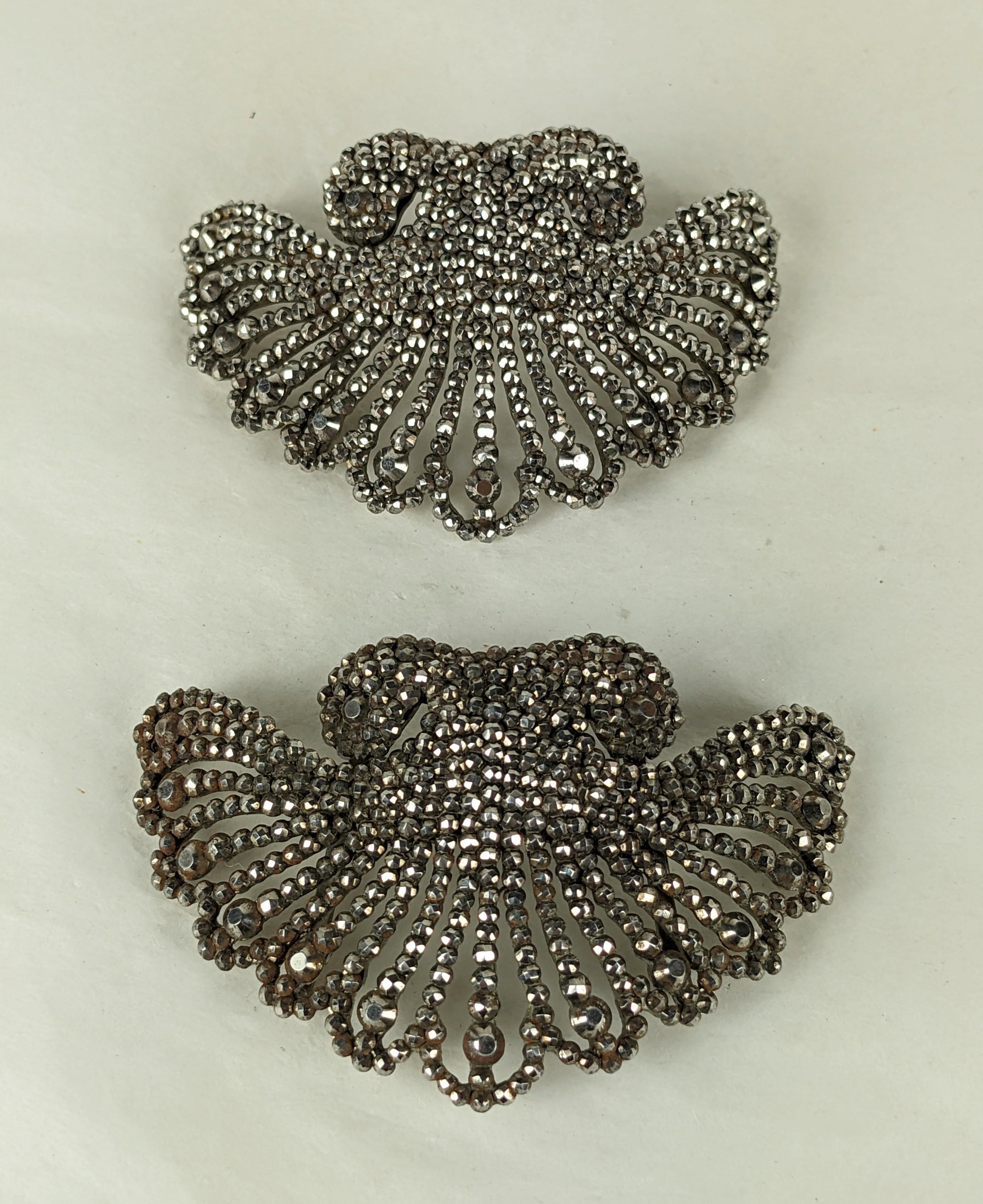 Pair of Art Nouveau French Cut Steel Shoe Buckles In Good Condition For Sale In New York, NY