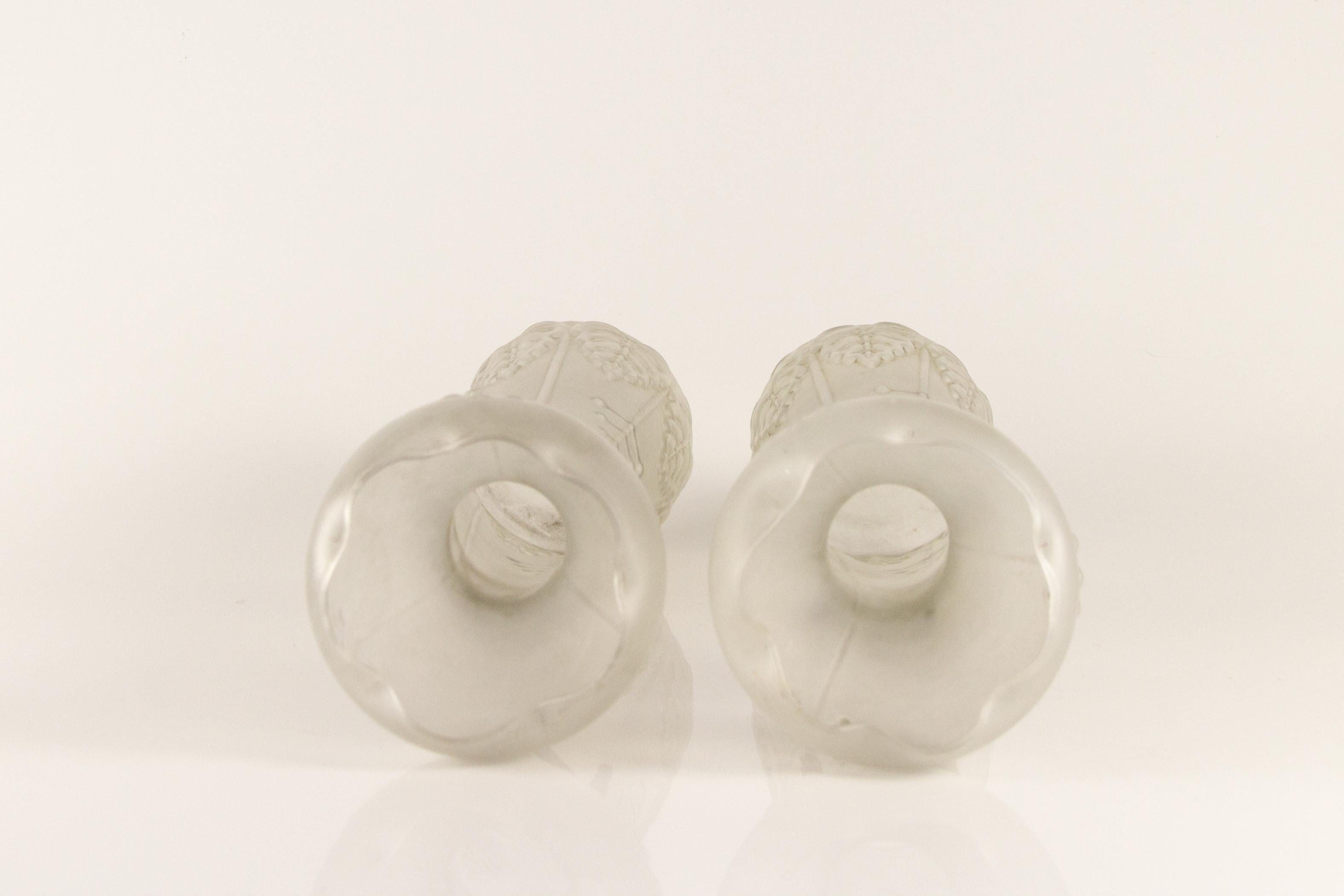 Pair of Art Nouveau Frosted Glass Vases 2