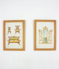 Pair of Art Nouveau Furniture Framed Prints