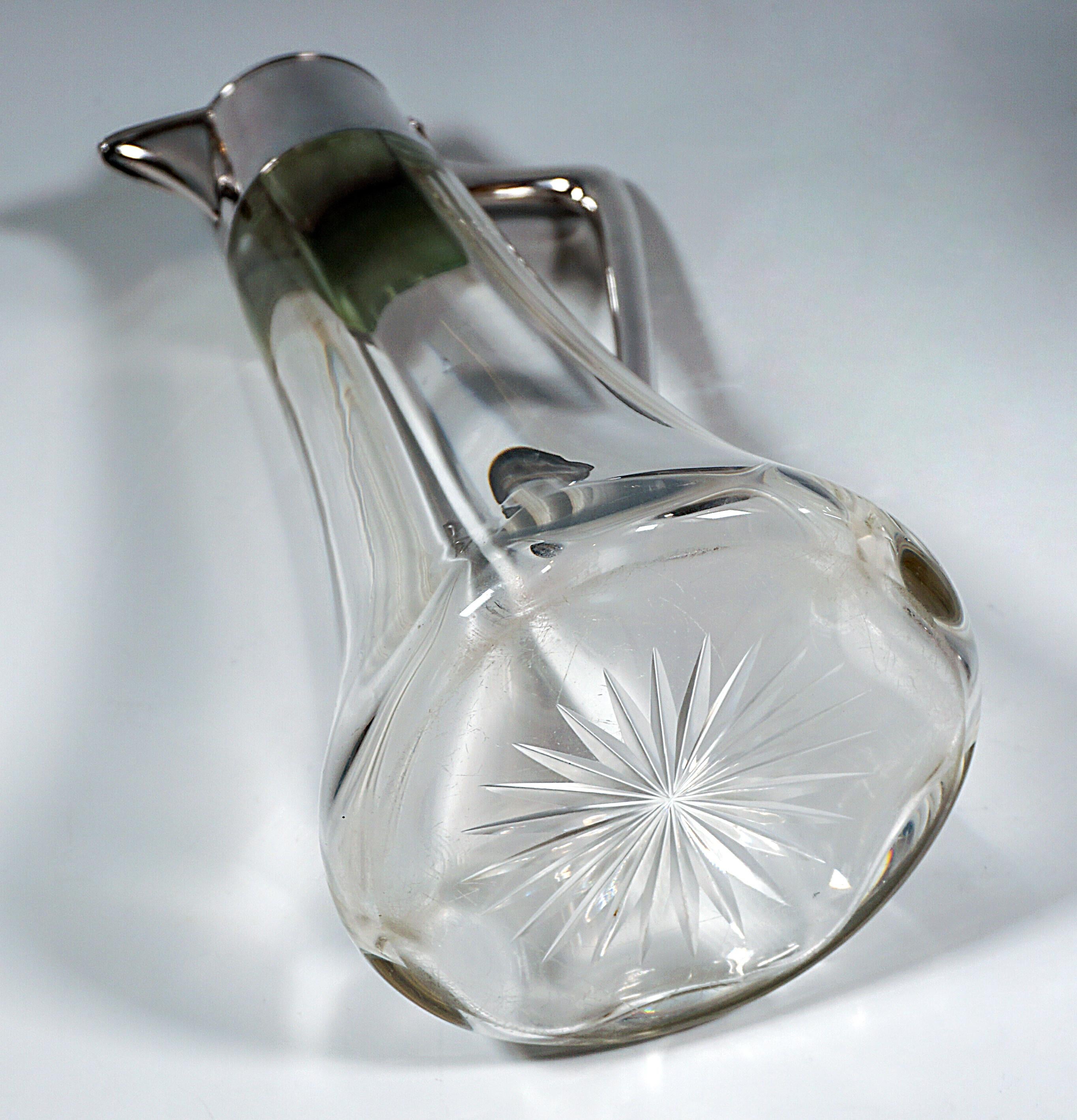 Early 20th Century Pair of Art Nouveau Glass Decanter with Silver Fittings, Wilhelm Binder, Germany For Sale