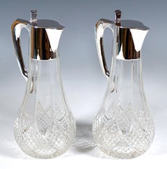 Pair Of Art Nouveau Glass Decanters With Silver Mount, Koch & Bergfeld, Germany