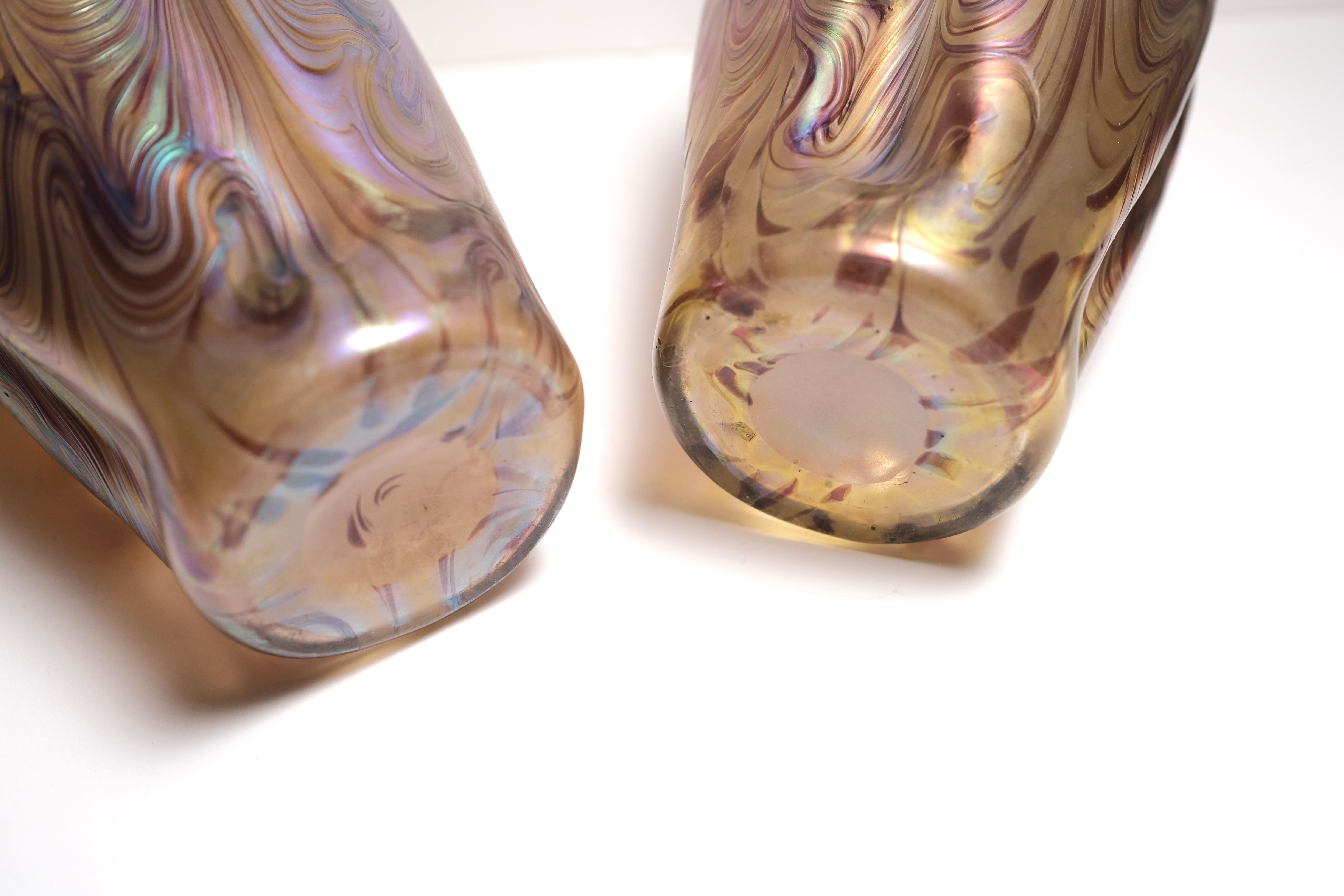 Austrian Pair of Art Nouveau Glass Vases For Sale