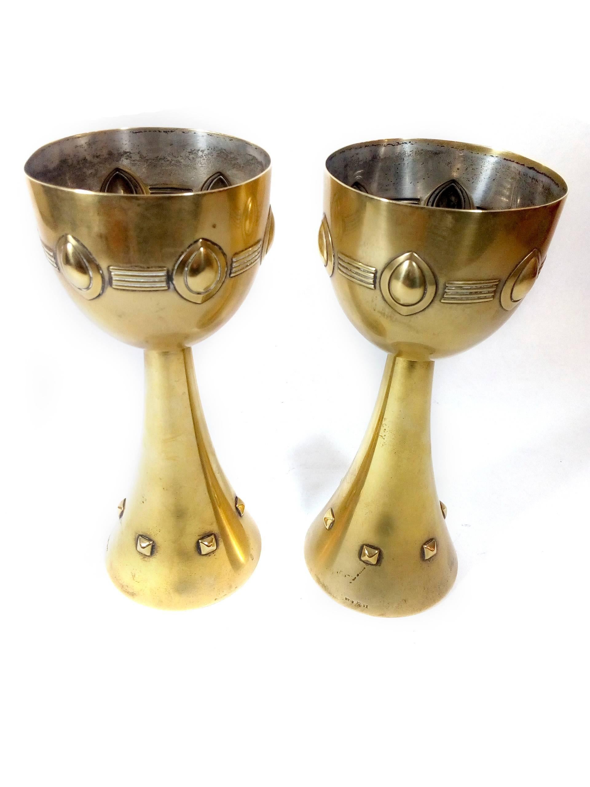 Bronzed Pair of Art Nouveau Goblets by Albin Muller