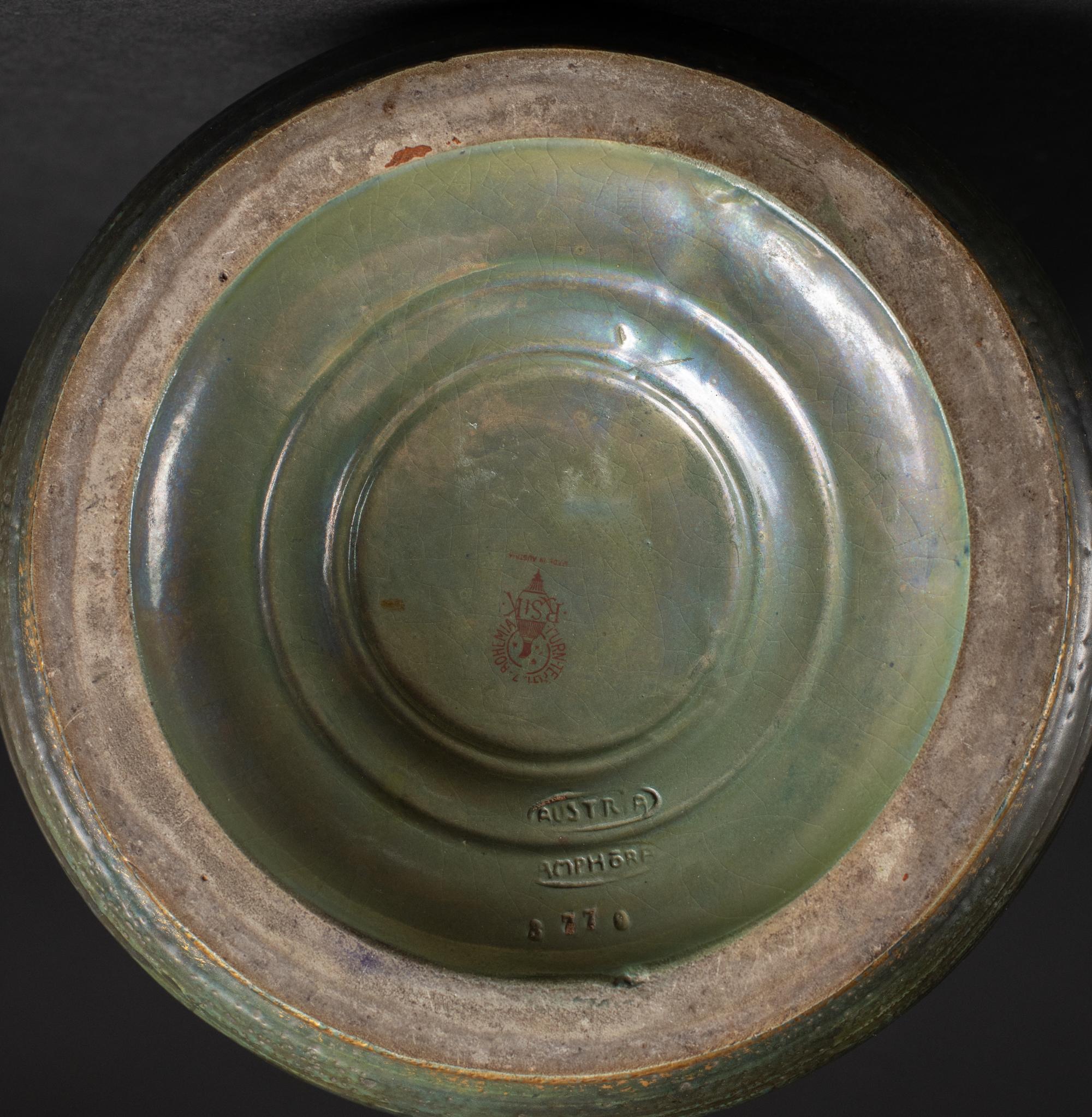Coppia di vasi alti in stile Art Nouveau Gres Bijou con farfalla e ragnatela di RStK Amphora in vendita 12