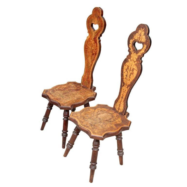 Pair of Art Nouveau Hall Chairs For Sale