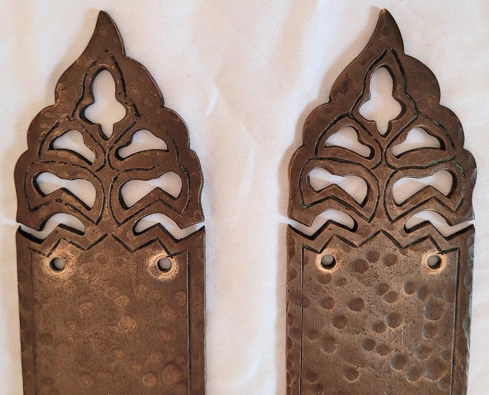 Pair of Art Nouveau Hand Beaten Bronze Door Push Plates For Sale 4