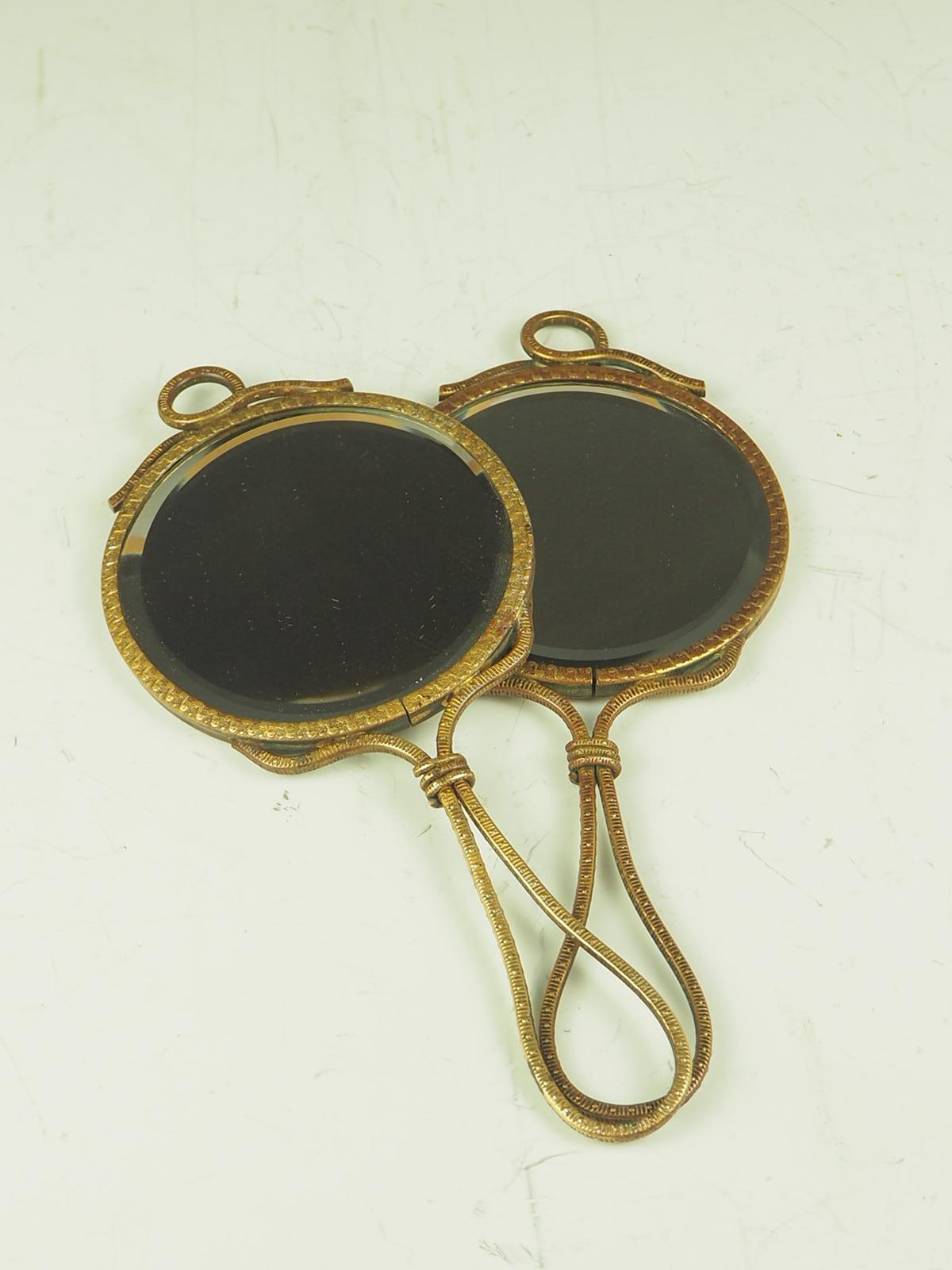 Pair of Art Nouveau Hand Held Bevelled Mirrors 6