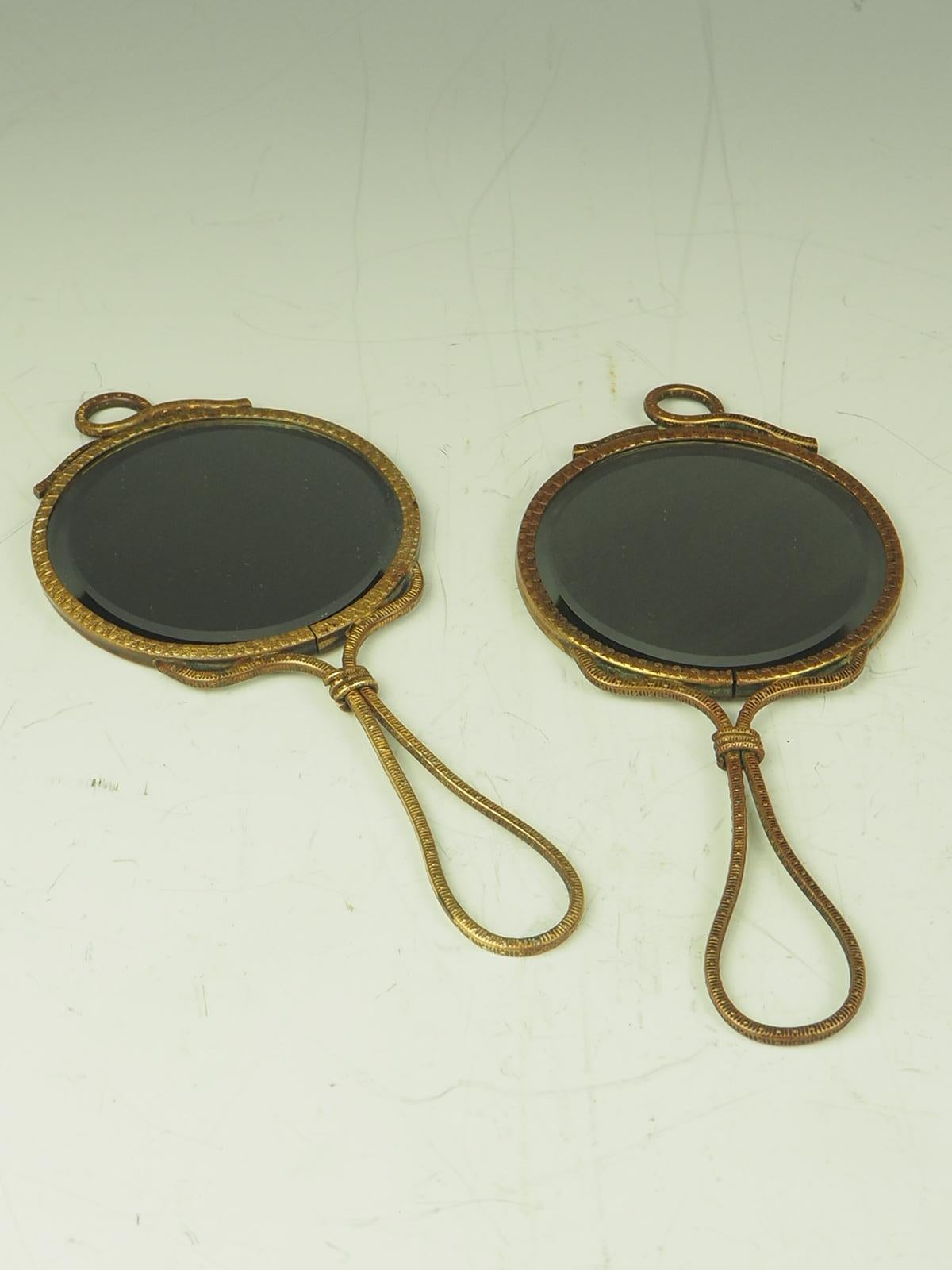 Pair of Art Nouveau Hand Held Bevelled Mirrors In Good Condition In Lincoln, GB
