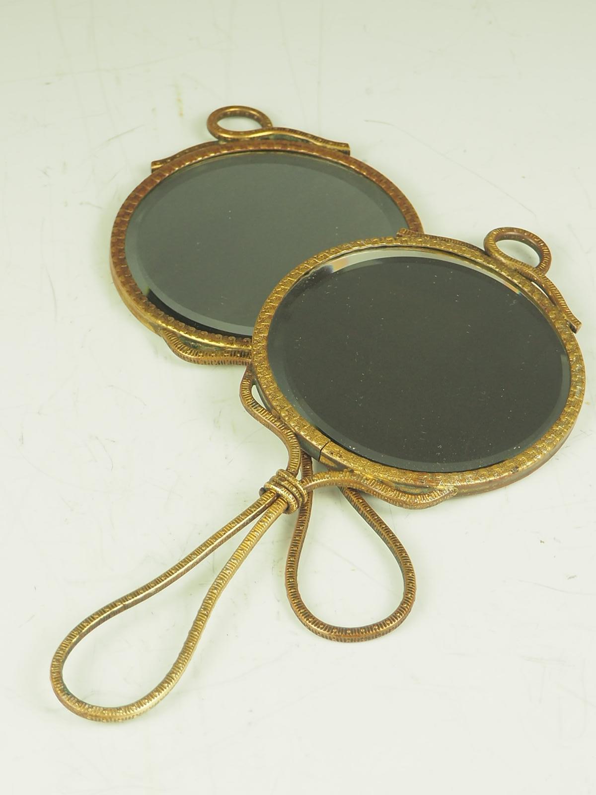 Pair of Art Nouveau Hand Held Bevelled Mirrors 1