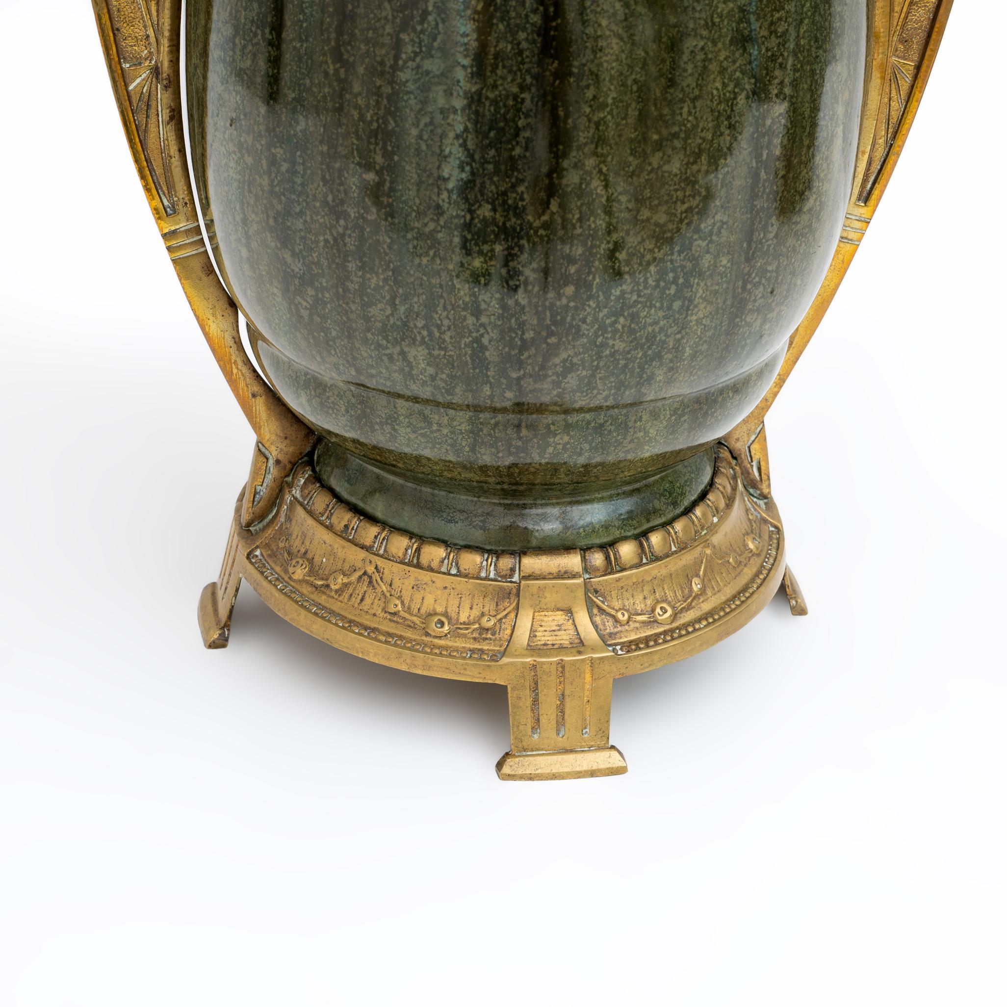 Coppia di vasi in bronzo e ceramica Art Nouveau Jugendstil stile Otto Eckman, 1900 in vendita 1
