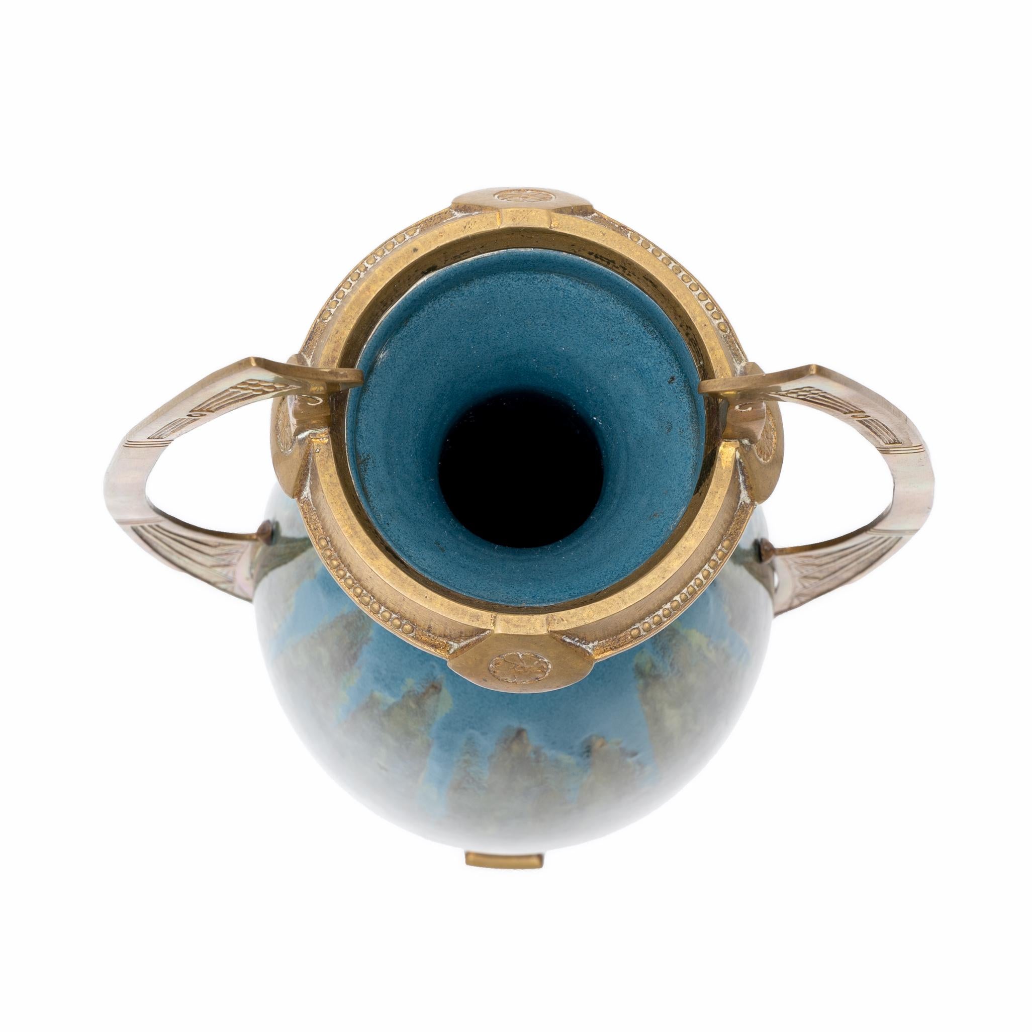 Coppia di vasi in bronzo e ceramica Art Nouveau Jugendstil stile Otto Eckman, 1900 in vendita 2
