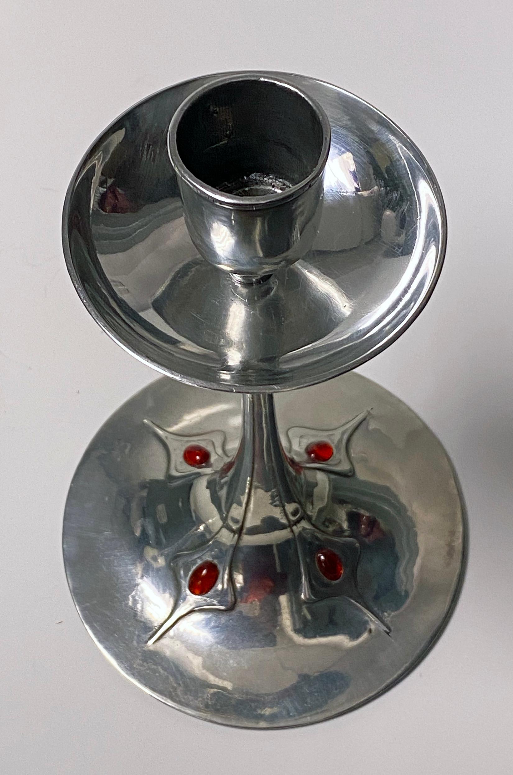 Pair of Art Nouveau Jugendstil Pewter Candlesticks, circa 1910 1