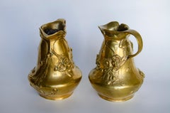 Pair of Art Nouveau Jugs Floral Decoration