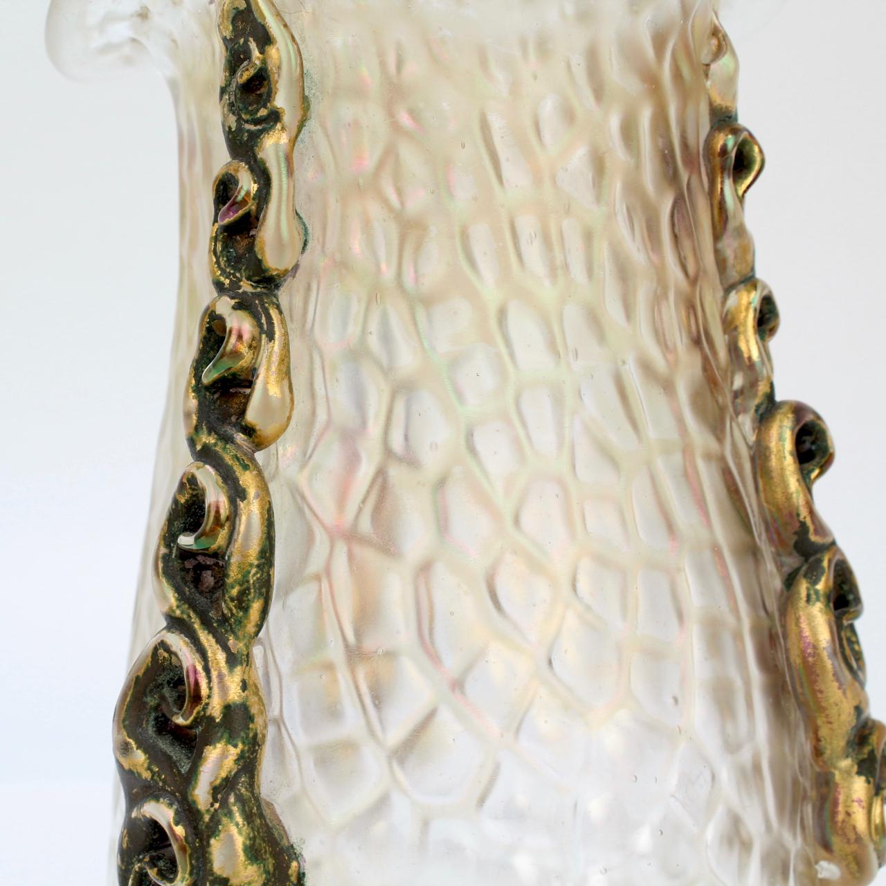 Coppia di vasi in vetro artistico Art Nouveau Loetz Glass in vendita 6