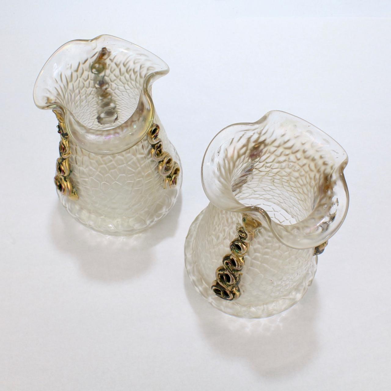 Coppia di vasi in vetro artistico Art Nouveau Loetz Glass in vendita 1