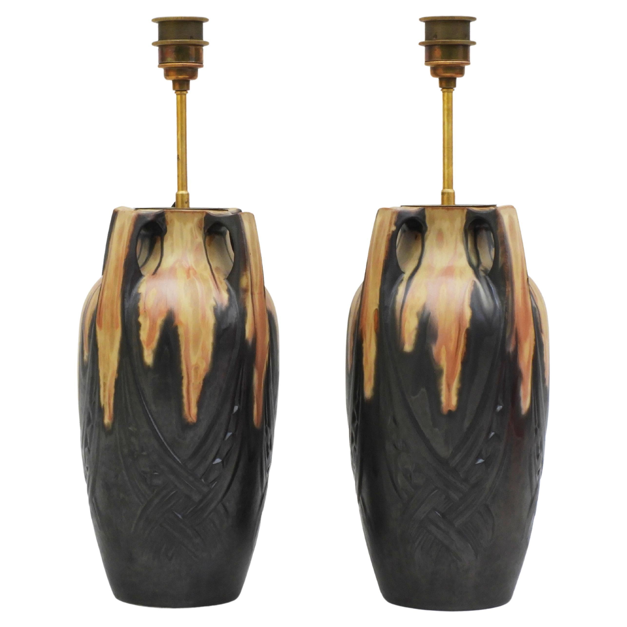 Coppia di lampade Art Nouveau di Denbac, Francia, C1910