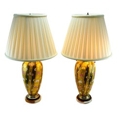 Pair of Art Nouveau Lamps by the Fischer Hungarian Porcelain Factory