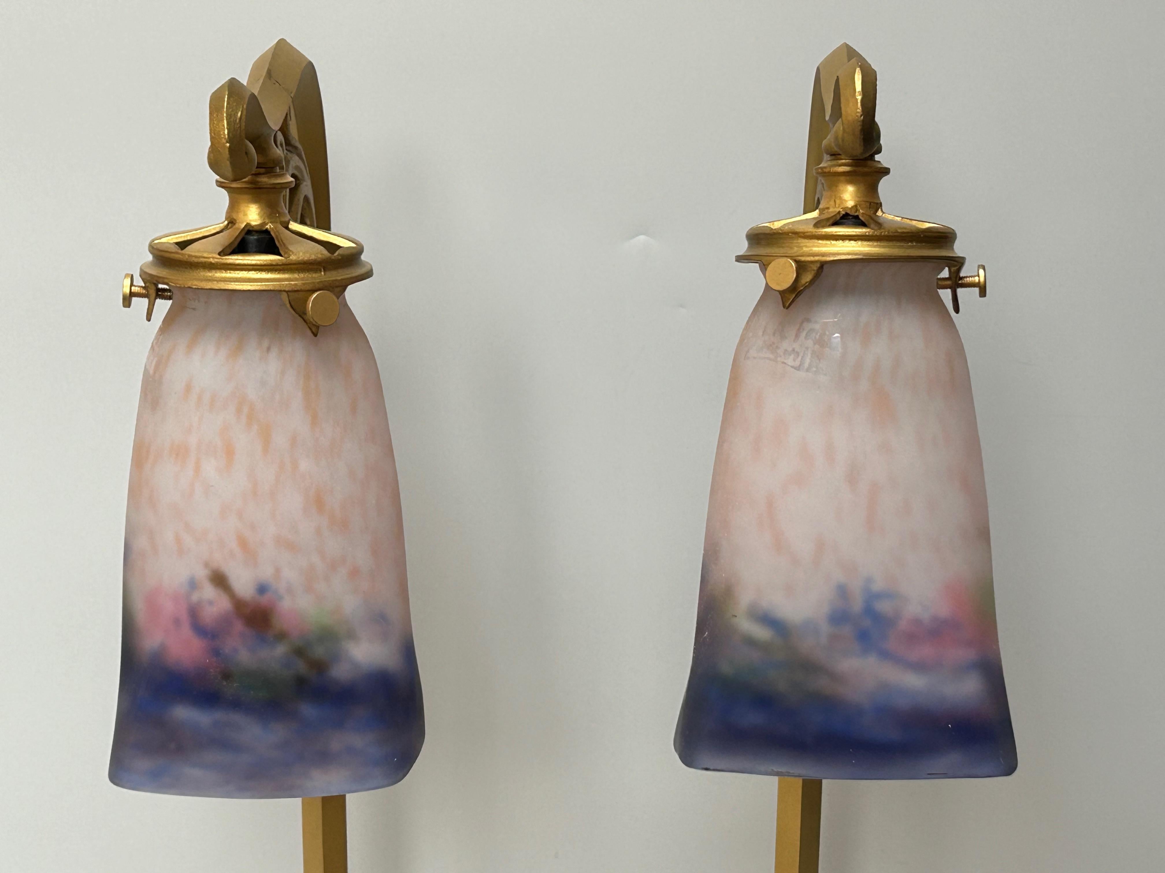 Pair Of Art Nouveau Lamps Muller Frères For Sale 5