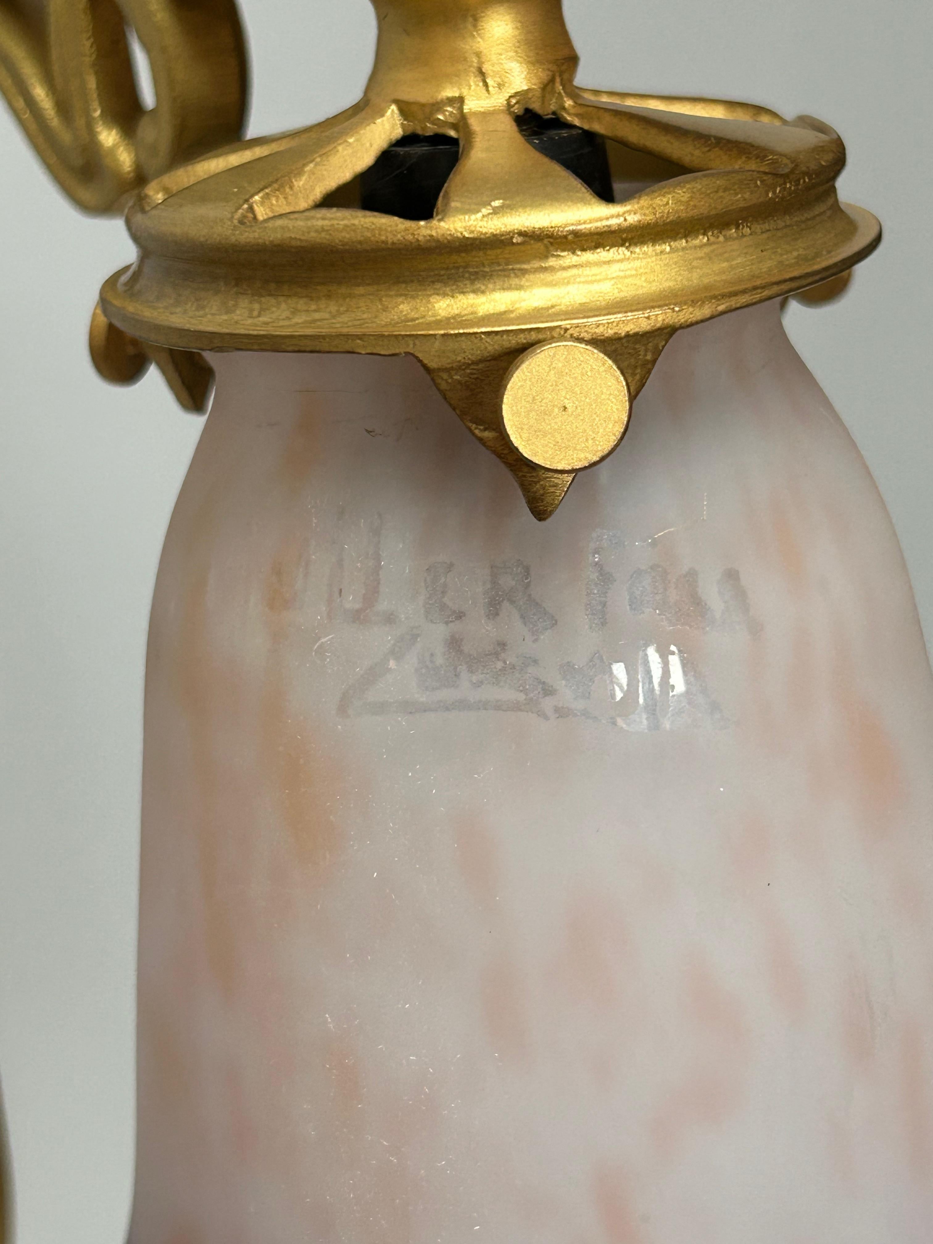 20th Century Pair Of Art Nouveau Lamps Muller Frères For Sale