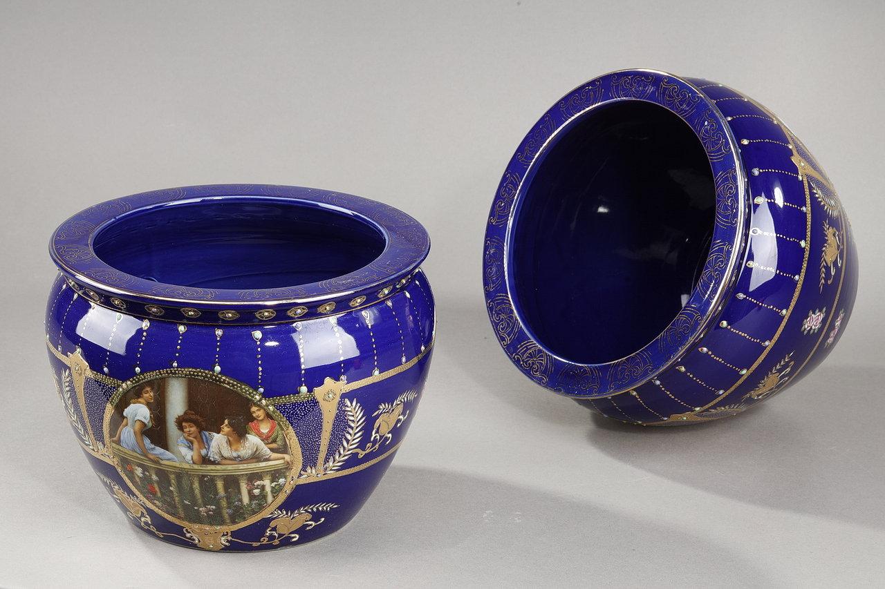 Art nouveau Paire de vases en porcelaine de Limoges Art Nouveau, 19e siècle en vente