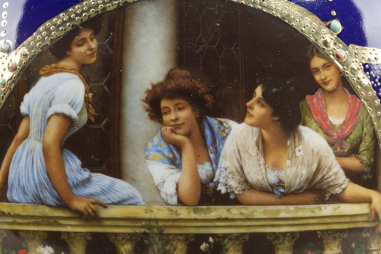 Jugendstilvasen aus Limoges-Porzellan, 19. Jahrhundert, Paar im Angebot 1