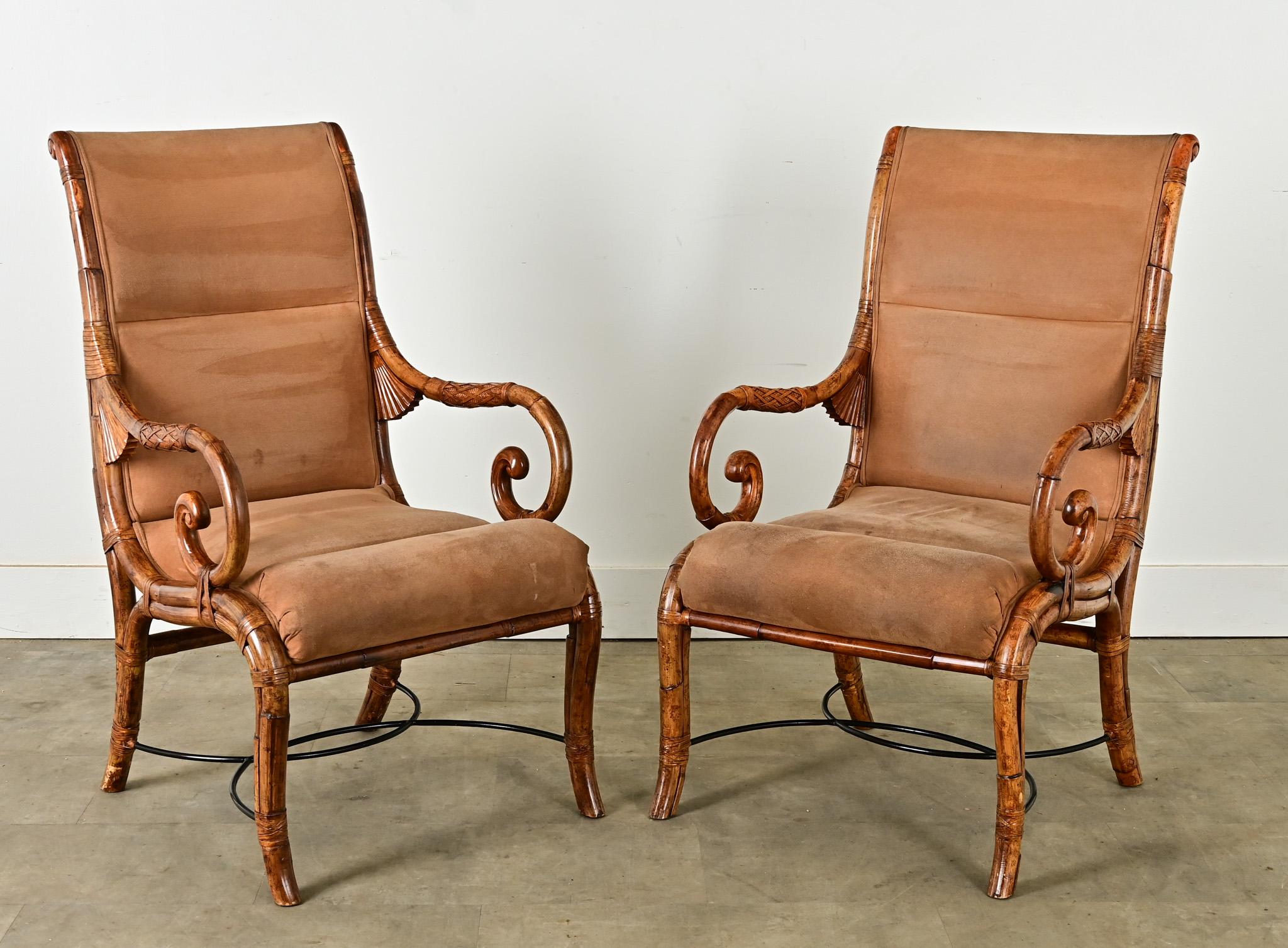Rattan Coppia di sedie da salotto in stile Art Nouveau in vendita