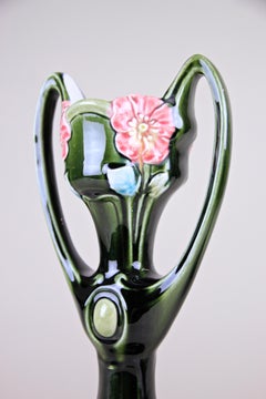 Coppia di vasi in maiolica Art Nouveau di J. Bernard De Bruyne, Francia, 1910 ca.