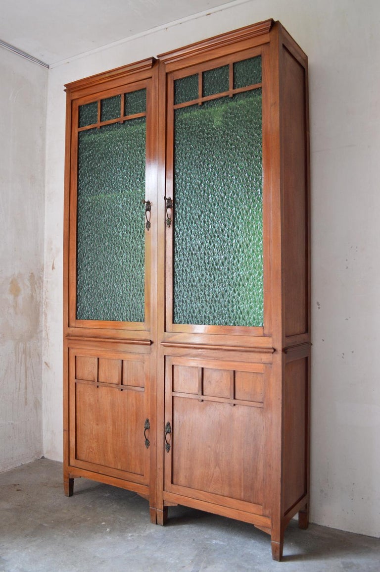 Pair of Art Nouveau Modular Bookcases, Cherry Wood and ...