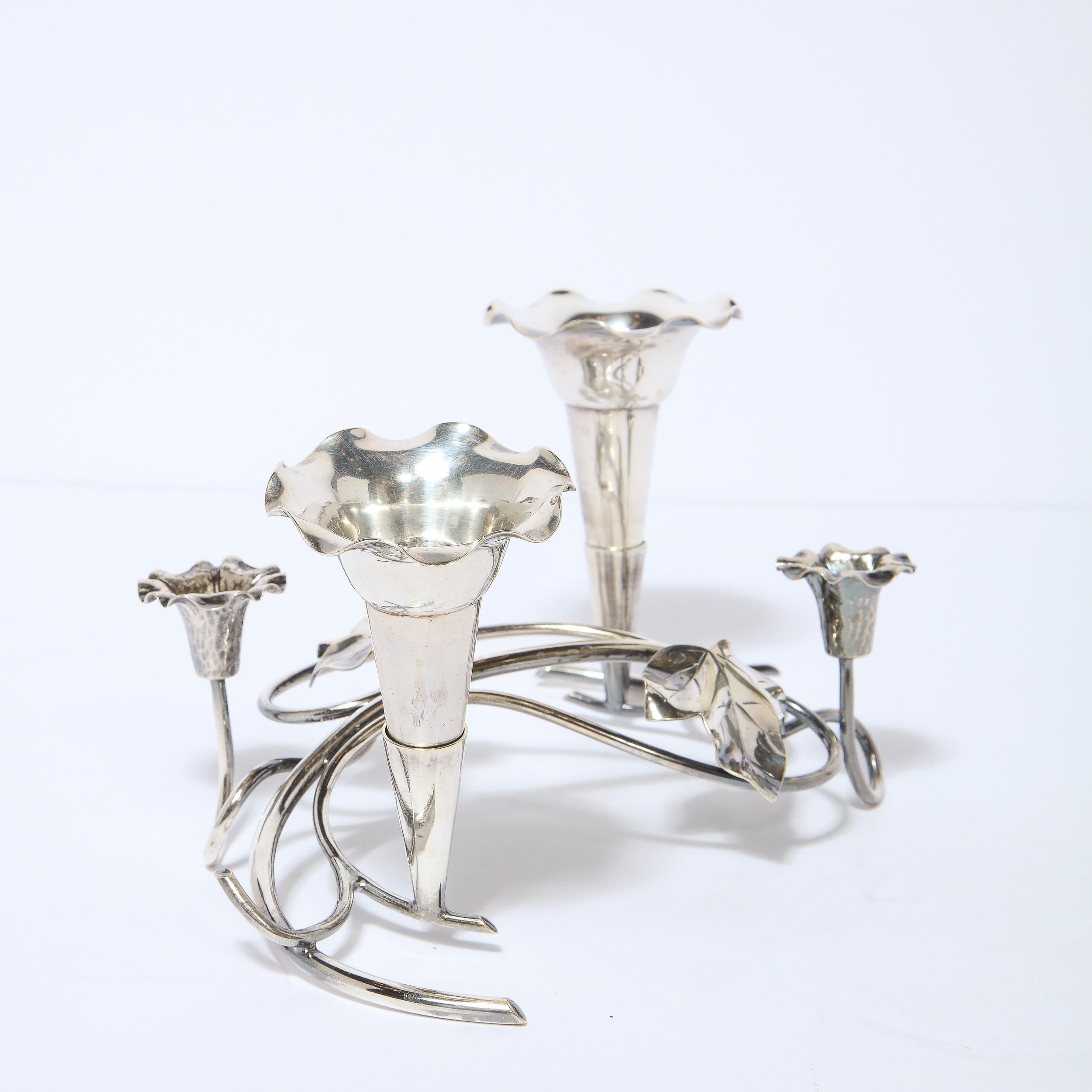 Pair of Art Nouveau Morning Glory Silver Plated Candelabras For Sale 5