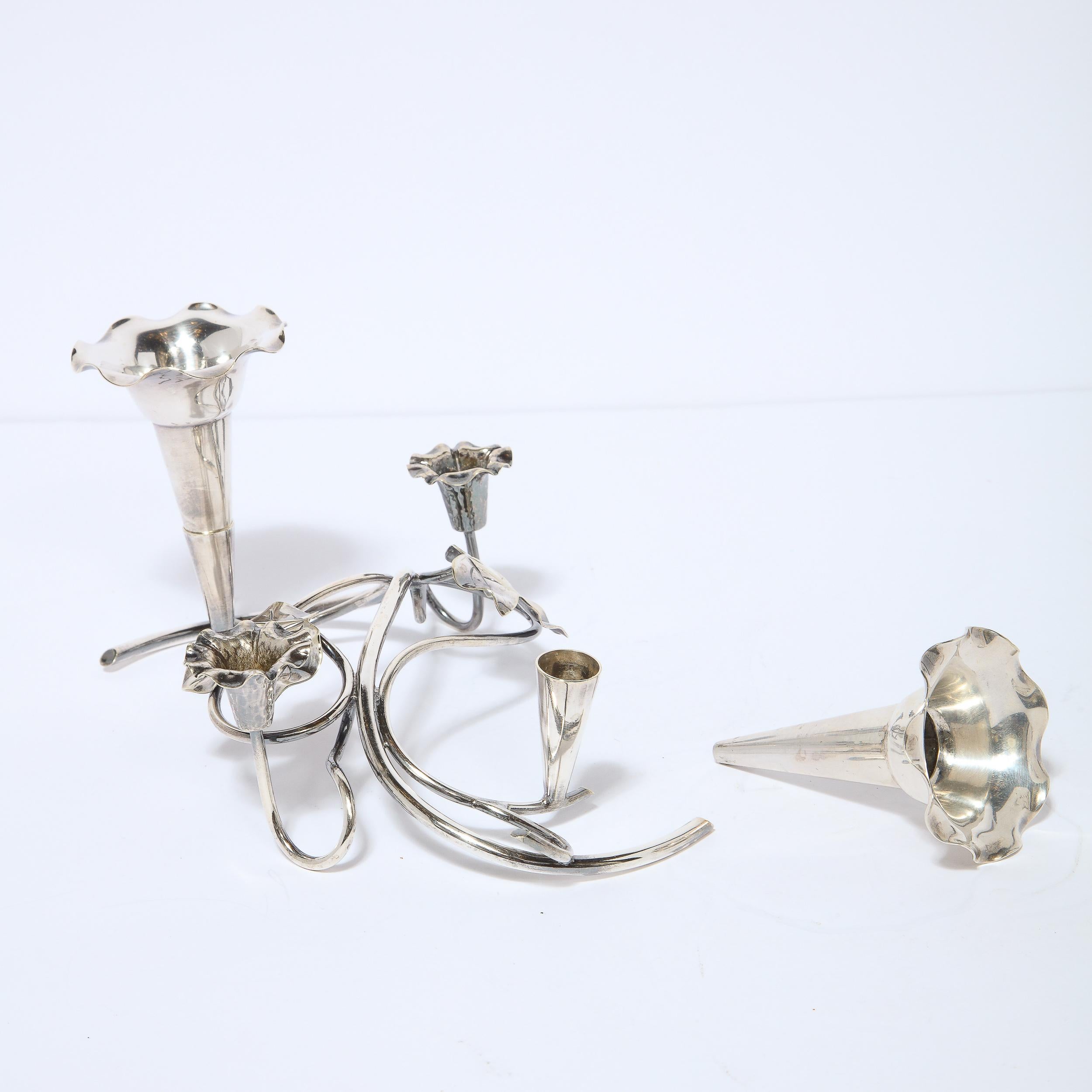 Pareja de candelabros Art Nouveau Morning Glory bañados en plata en venta 6
