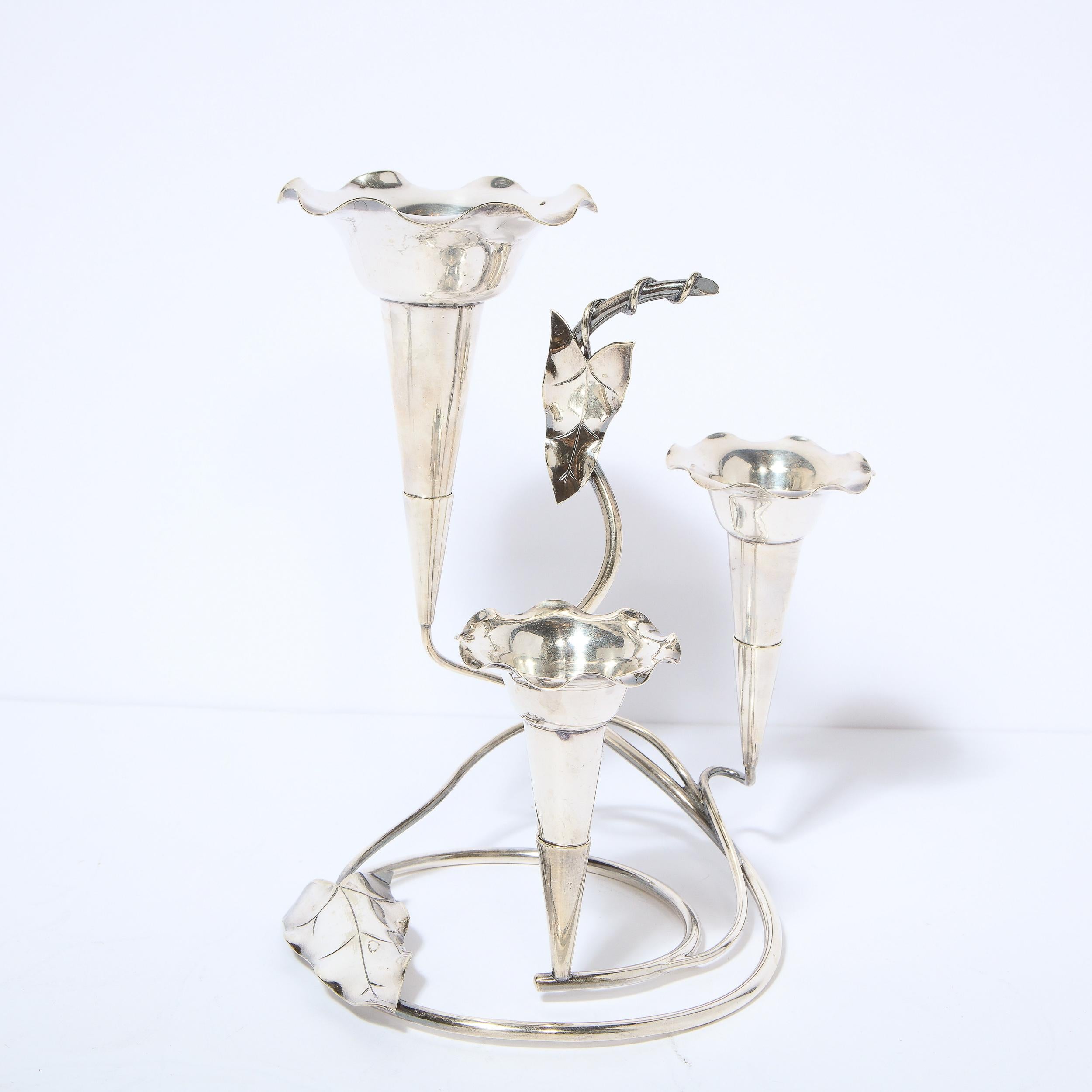 Pareja de candelabros Art Nouveau Morning Glory bañados en plata en venta 10