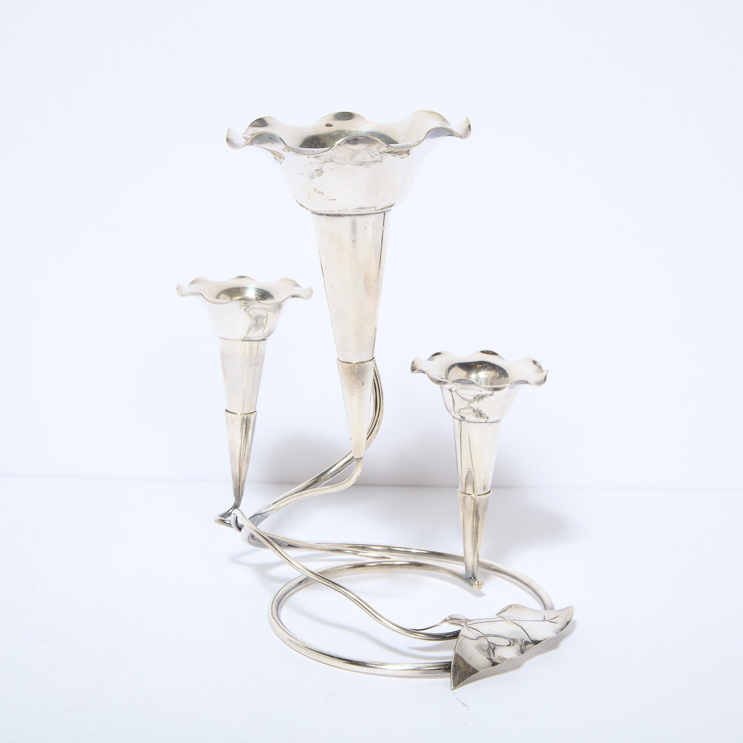 Pareja de candelabros Art Nouveau Morning Glory bañados en plata en venta 13