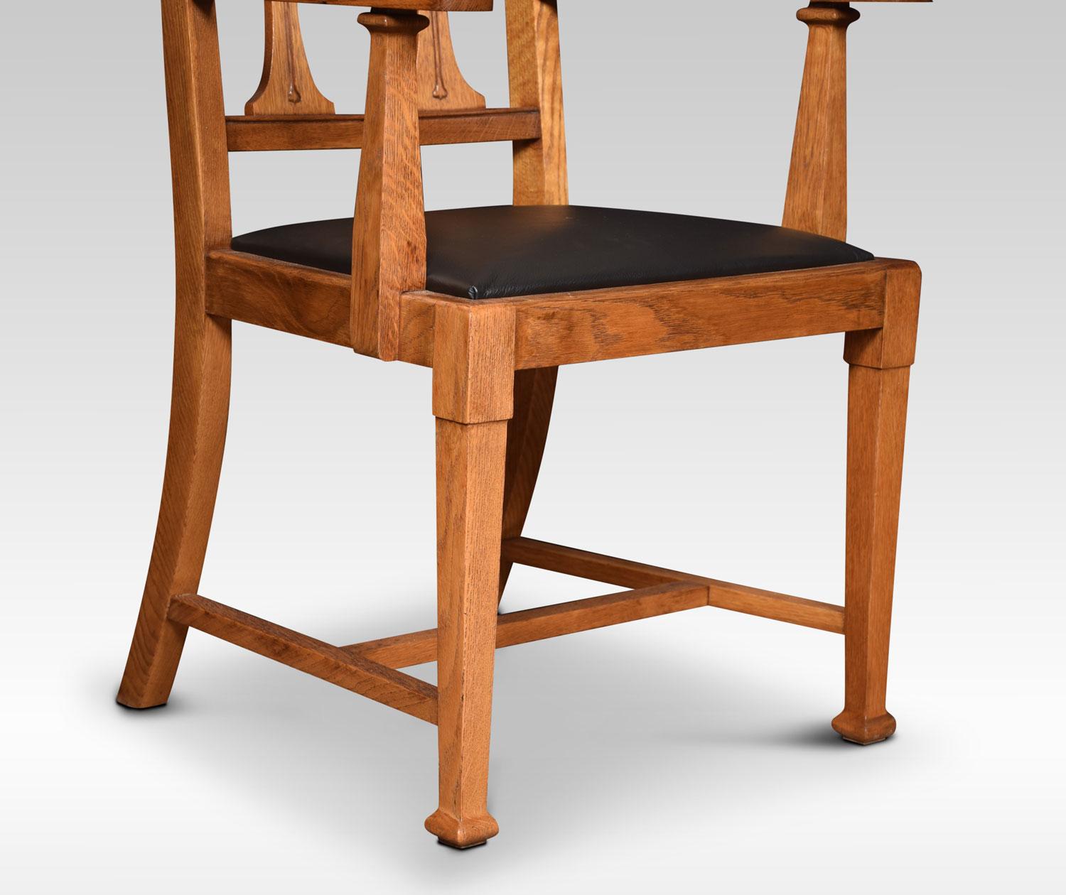 Pair of Art Nouveau Oak High Back Armchairs In Good Condition In Cheshire, GB
