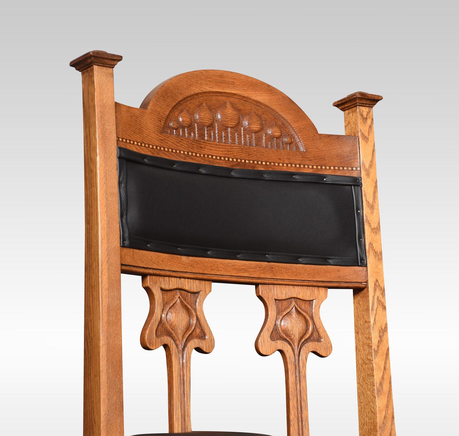 19th Century Pair of Art Nouveau Oak High Back Armchairs