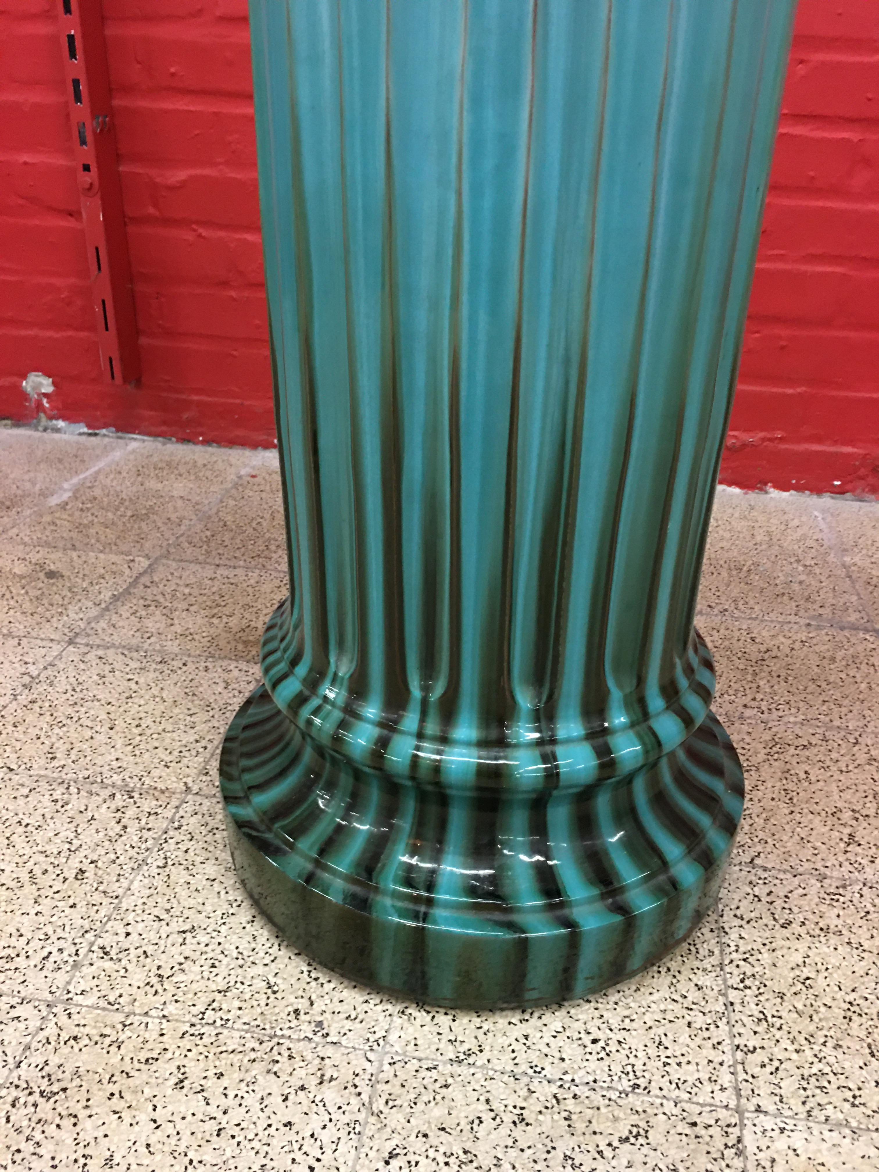  Art Nouveau Pedestal in Ceramic, in the Massier Style, circa 1900 In Good Condition In Saint-Ouen, FR