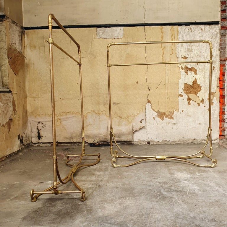 Pair of Art Nouveau Period Large Brass Clothing Rack