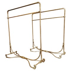 Antique Pair of Art Nouveau Period Large Brass Clothing Rack