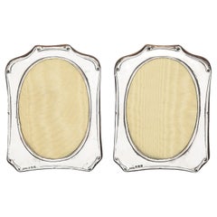 Pair of Art Nouveau Period Sterling Silver Wood-Backed Picture frames