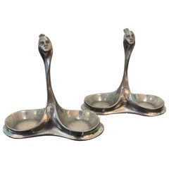 Pair of Art Nouveau Pewter Salters