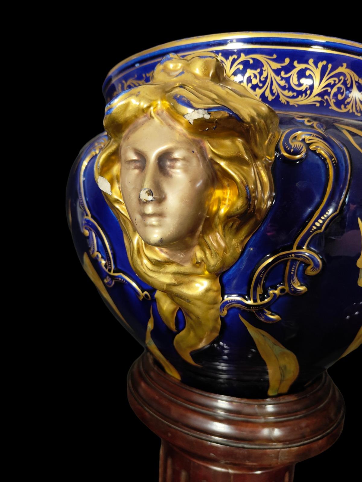 Ceramic Pair of Art Nouveau Planters 20th Century For Sale