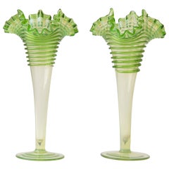 Pair of Art Nouveau Ribbon Top Vases